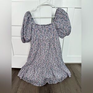 NWT Uniqlo Printed Cotton Square Neck Short-Sleeve Mini Dress size Small